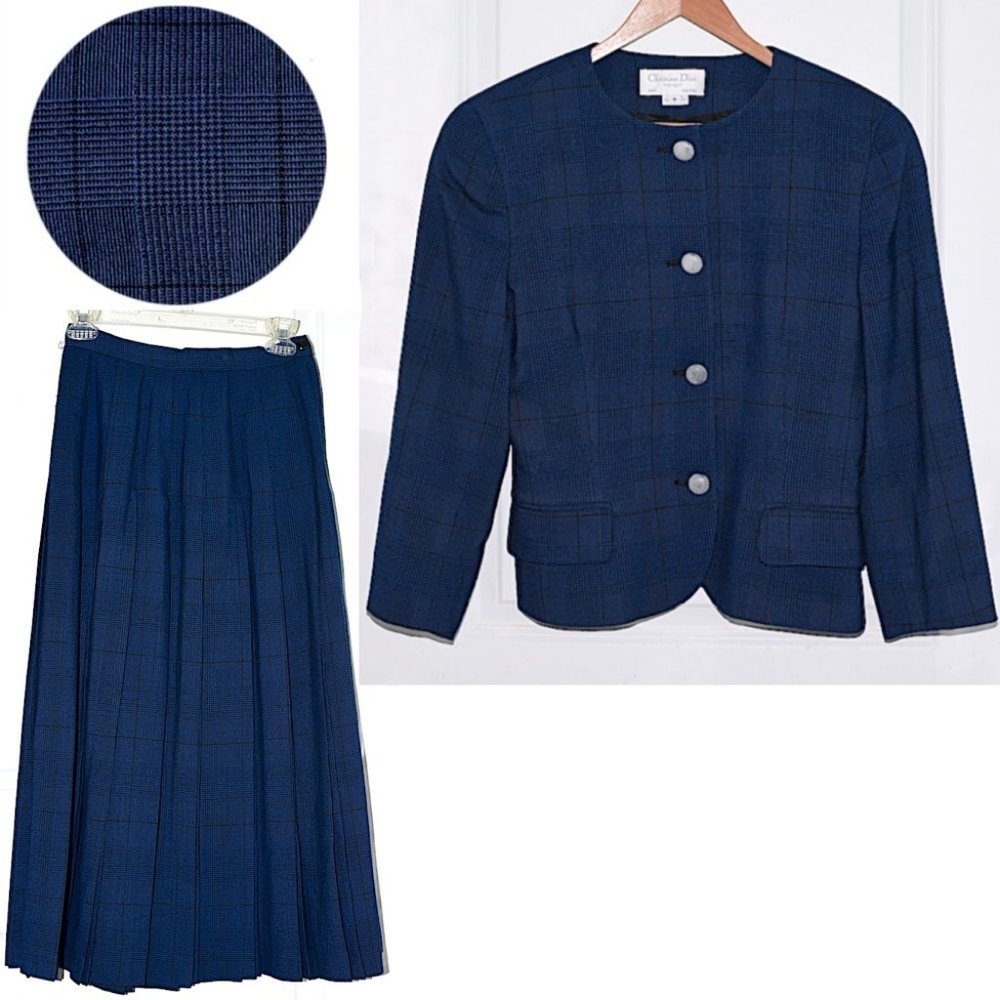 Christian Dior The Suit Vintage Plaid Skirt Suit [size 4 but fits like petite]
